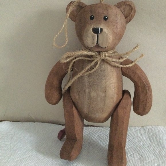 wooden bear ornament figurine hanging decor made in China - Picture 2 of 9